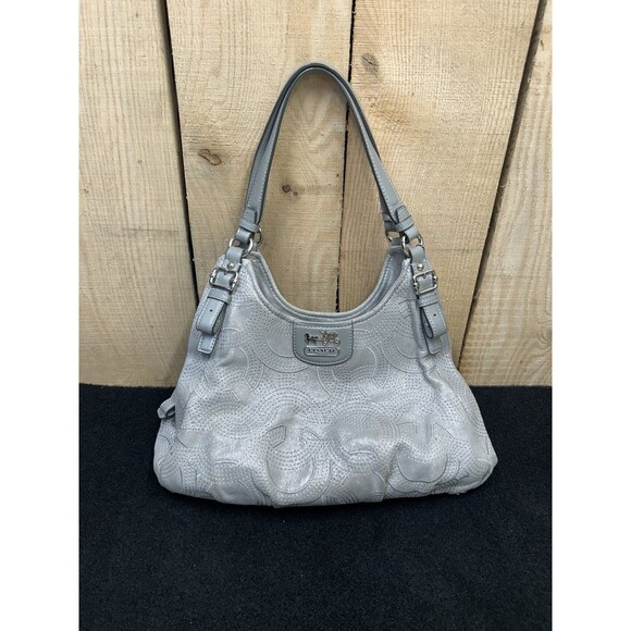 Coach Madison Maggie Stitched Gray Metallic Leather Bag No. F1126-18766 - Picture 15 of 16